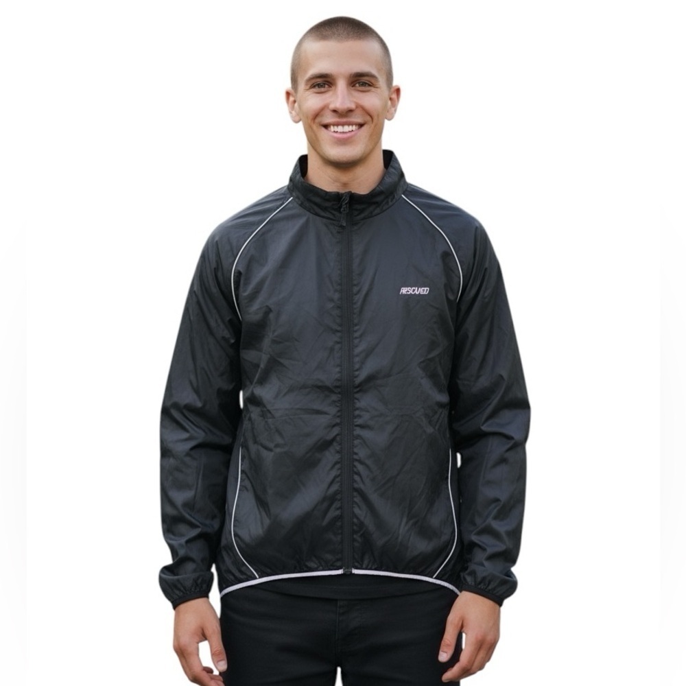 NWT ARSUXEO Men’s Lightweight Black Cycling Jacket Size XL cyclist windbreaker